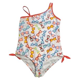 Lands' End Red and White One Piece Swim